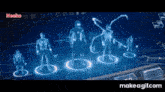 a group of superhero characters are standing in circles on a computer screen ..