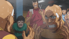 a man with a bandage on his head looks at another man with a bandage on his head