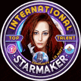a logo for international starmaker with a woman in the center
