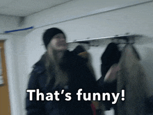 a blurry picture of a woman with the words that 's funny on the bottom