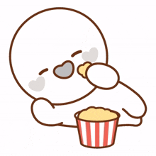 white little man cute popcorn eating