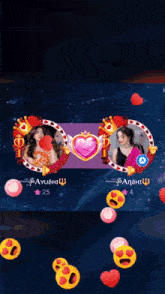 a screenshot of a video game with two girls and the name ayushi on it