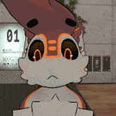 a cartoon of a rabbit with the number 01 on it