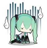 hatsune miku is kneeling down with a ghost coming out of her head .