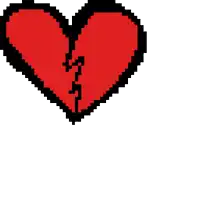 a pixel art drawing of a broken heart on a white background