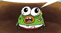 a cartoon frog with a bandage on it 's face