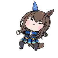a cartoon drawing of a girl with brown hair and a blue ear