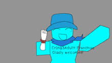 a group of cartoon characters are standing next to each other with one wearing a hat that says team coolkid