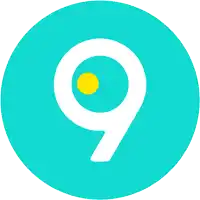 a blue circle with a white number 9 in it