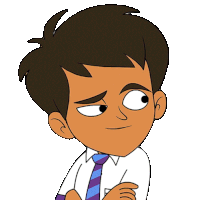 a cartoon boy wearing a white shirt and tie