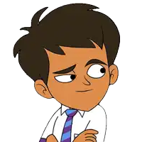 a cartoon boy wearing a white shirt and tie
