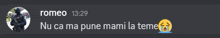 a screenshot of a text message between romeo and a crying face