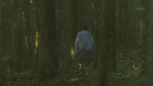 a person walking through a dark forest with tv tokyo in the upper left corner