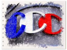 a drawing of a french flag with the letters g l and c