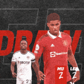 a man in a red teamviewe jersey stands next to another man