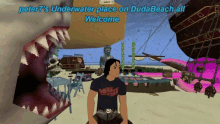 a computer screen says peter7 's underwater place on duda beach all welcome on it