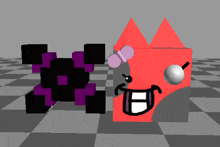 a 3d drawing of a red cube with a white face