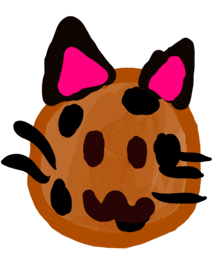 a drawing of a cat face with pink ears