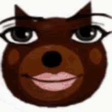 a close up of a cartoon bear 's face with a smile on it .