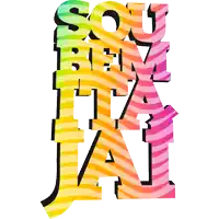 a rainbow colored graphic that says sou bem jai
