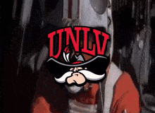 a logo for the university of nlv with a man in a mask