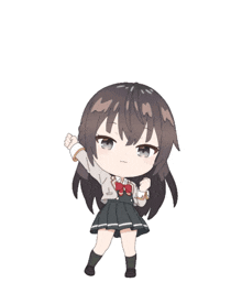 a girl in a school uniform is giving a thumbs up sign