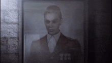a black and white photo of a man with medals on his sleeves