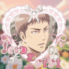 a picture of a man in a pink heart with the words lead x fifi