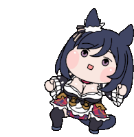 a cartoon drawing of a girl with a cat ear and a bow on her head