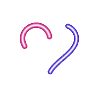 a blue and pink heart with a white outline on a white background