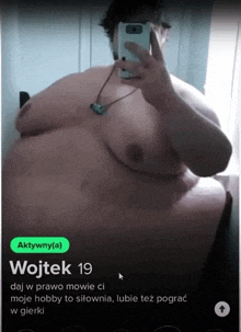 a picture of a man taking a selfie with the name wojtek on the bottom
