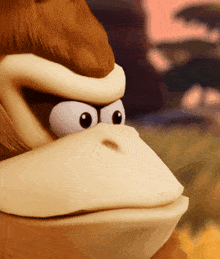a close up of donkey kong 's face with a big nose