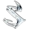 a silver letter s with a dolphin on it on a white background .