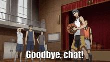 a man holding a basketball says goodbye chat in a basketball court
