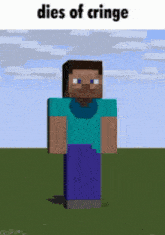 a picture of a minecraft character with the words dies of cringe below him