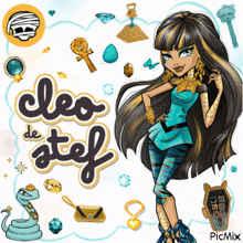 a picture of cleo de stef surrounded by icons