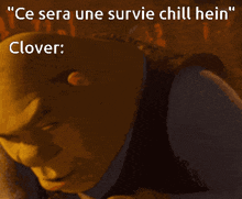 shrek says " ce sera une survie chill hein " in front of a picture of shrek