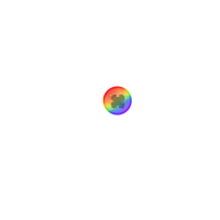 a rainbow colored ball with a clover in the center