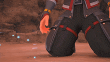 a cartoon character with the letter e on their belt