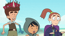 a cartoon of a man wearing a crown and two girls