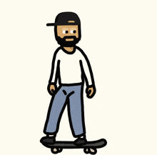 a cartoon of a man riding a skateboard