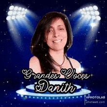 a picture of a woman on a stage with the words grandes voces danith
