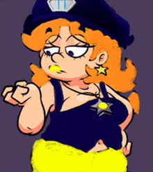 a cartoon drawing of a woman wearing a police uniform