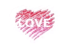 a pink heart with the word love written on it .