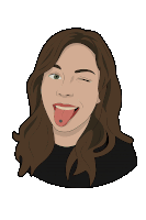 a cartoon drawing of a woman sticking out her tongue