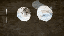 a drawing of two circles on a dark background