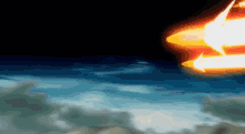a computer generated image of a rocket flying through space