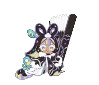 a cartoon character is holding a fan and a flower in her hand .