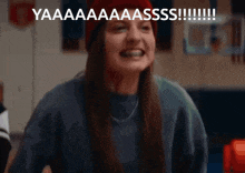 a woman wearing a red hat is screaming with the words yaaaaaaa asss !!!