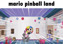 a cartoon scene with the words mario pinball land on the top